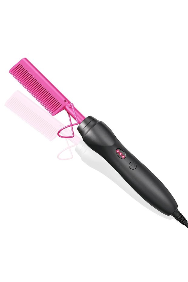Hot hair straightener, ceramic electric hair straightener, curling iron, natural black hair curling iron, pink.
