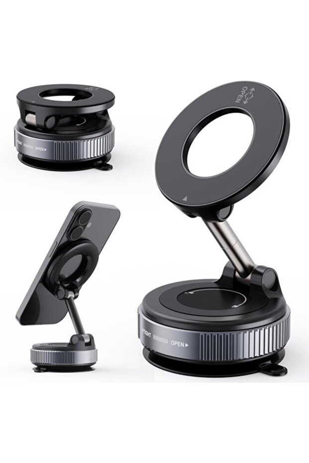 360° Magnetic Phone Holder, Foldable and Adjustable, Compatible with all MagSafe phones. Universal Rotating Car Mount, Mirror Finish, Smooth Surface