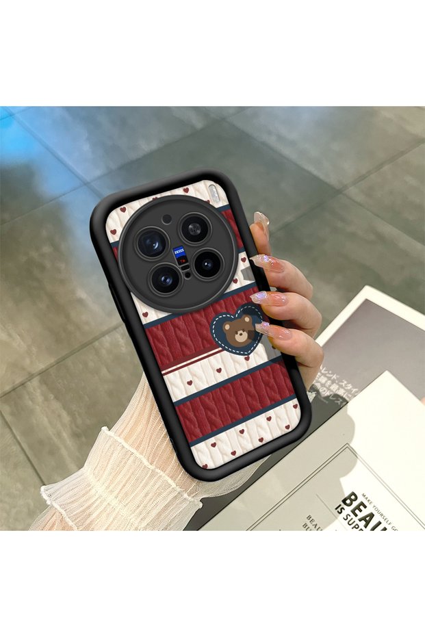 Vivo X200 Pro Compatible Cute Bear Protective Case, Ecole and Line Mix, Impact Blocking