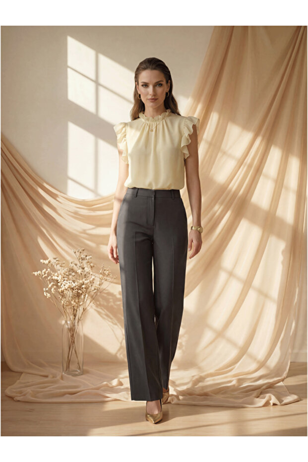 Yellow Regular Fit Ruffle Detail Top
