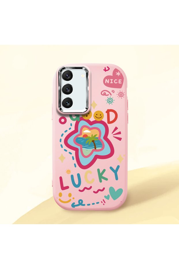 Samsung Galaxy S22 Compatible Case Camera Protector Pink Silicone Couple Phone Case Heart Pattern
