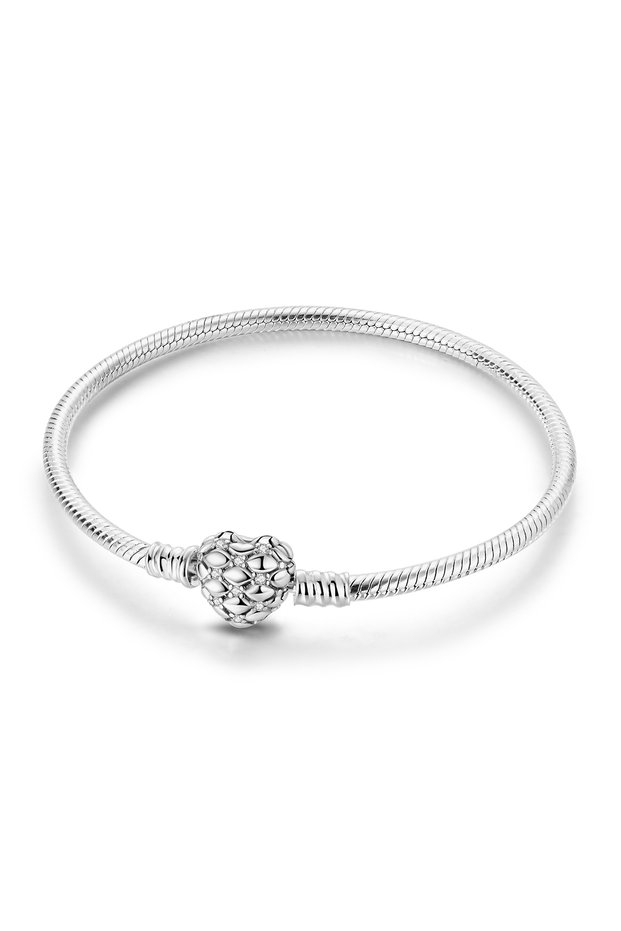 17cm KTB078 925 Sterling Silver Original Snake Chain Heart Clasp Bead Safety Chain Bracelets Fit Cha