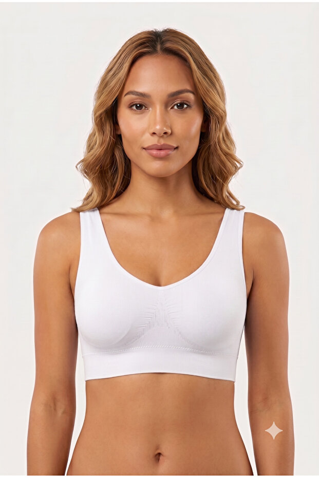 Women's White Breast Gathering Thick Strap Corset Bustier Anti-Sagging Upright Posture Seamless Bra