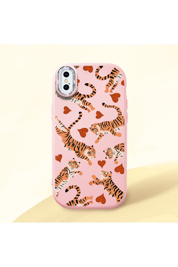 Pink Silicone Case with Shock-Absorbing Camera Protections Compatible with iPhone X/Xs