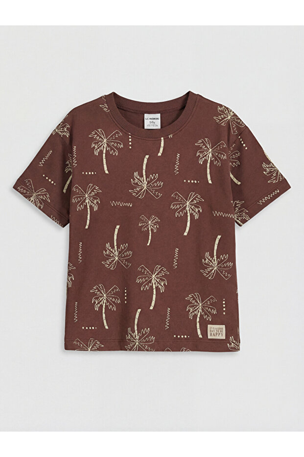 Lcw Kidscrew Neck Palm Tree Printed Boys' T-Shirt