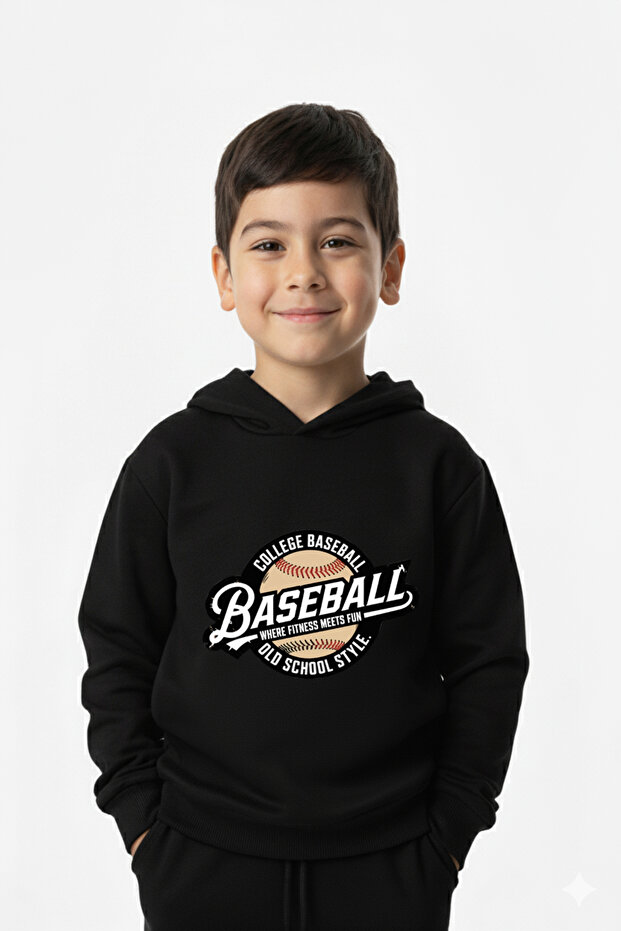 Baseball Printed Premium Sweatshirt & Sweatpants Set for Kids - 2 Piece Sports Set