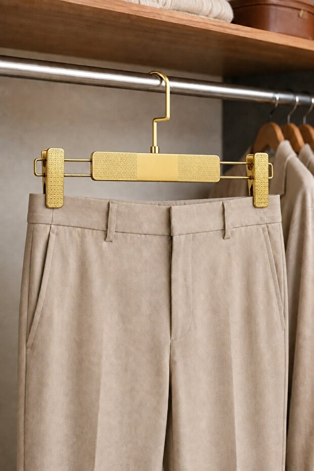 Latched Trouser Skirt Hanger 10 Pieces Gold Plated Wide Hook Sturdy and Durable