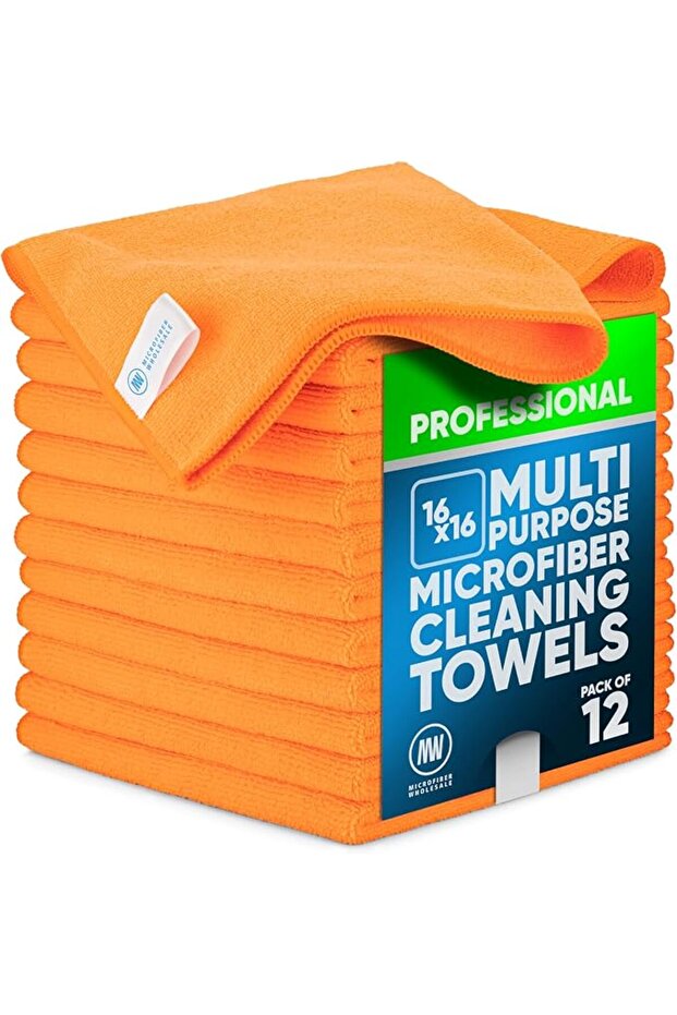 Buff™ Microfiber Cleaning Cloth | Green (12 Pack) | Size 16" x 16" | All Purpose Microfiber Towels -