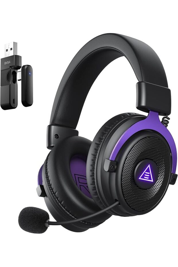 ايكسا سماعة راس سلكية للالعاب PS4 مع ميكروفون بخاصية الغاء الضوضاء، سماعة كمبيوتر فوق الاذن متوافقة