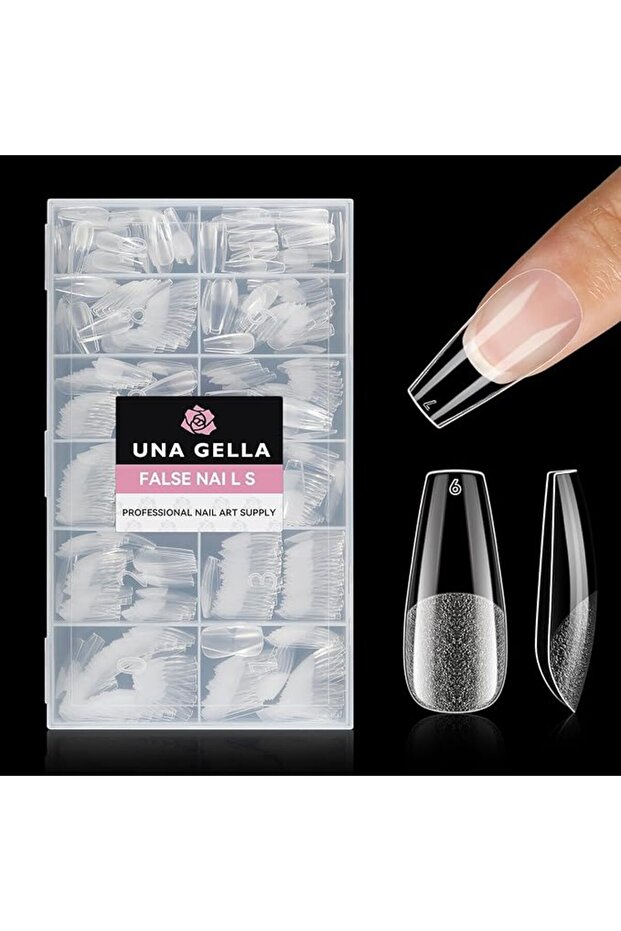 Coffin Nails Tips, 216 PCS Soft Gel Nail Tips Coffin Half Matte Full Cover False Nails Pre