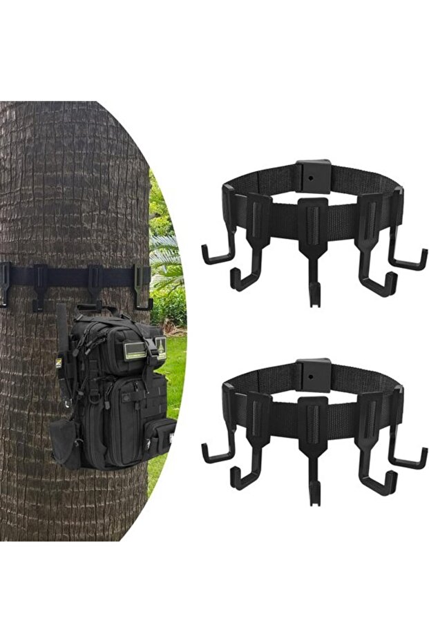 2 tree hooks with attachment straps.