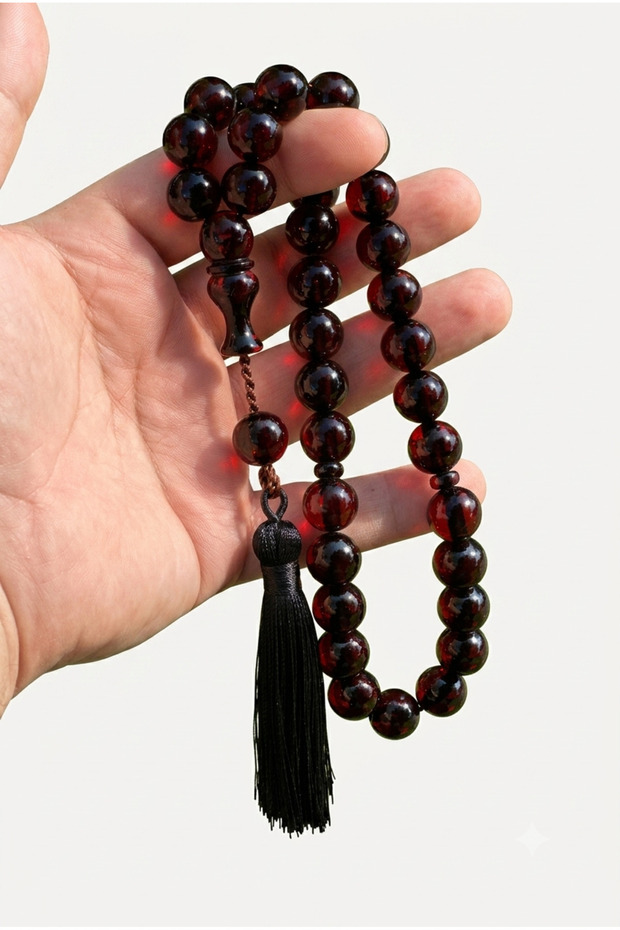 Large Size Crimped Amber Prayer Beads