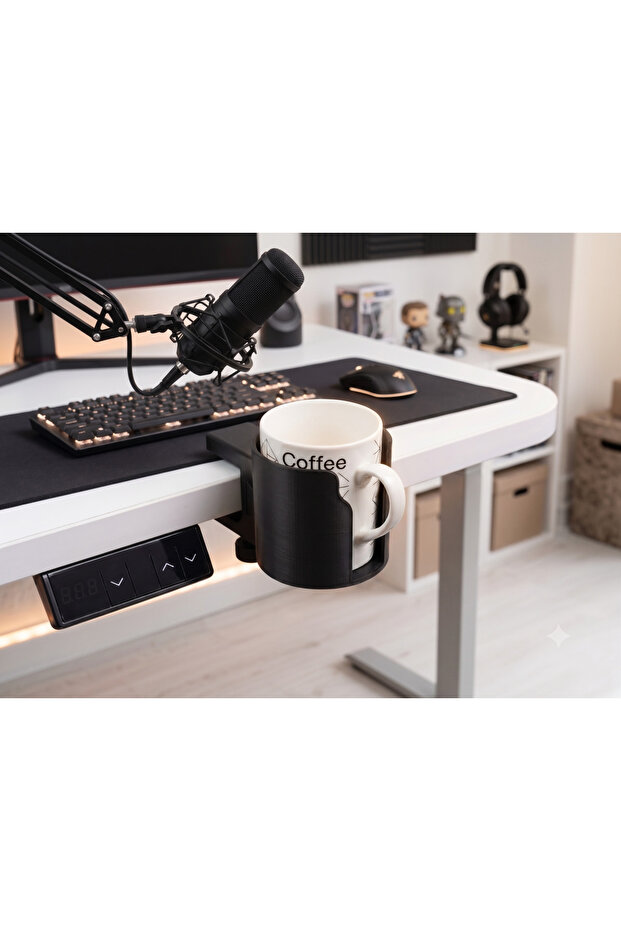 Desk Edge Cup Holder – Office and Study Desk Accessory with Clamp-On Slide System