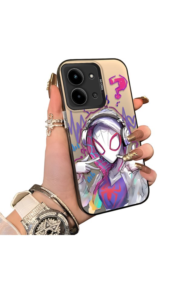 Xiaomi Redmi 15C 4g Compatible Spiderman Double Case Acrylic Back Silicone Edge Protection