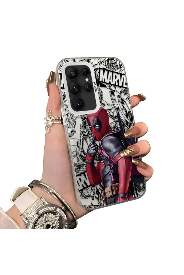Samsung Galaxy S22 Ultra Compatible Spiderman Patterned Silicone Edge Hard Back Case Couple Phone Case