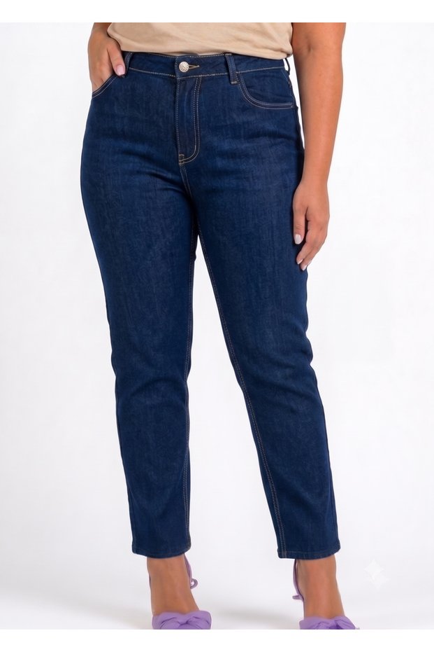 Women's Plus Size Mom Jean Blue Mom Jeans Lycra Comfortable Cut Plus Size Denim Pants