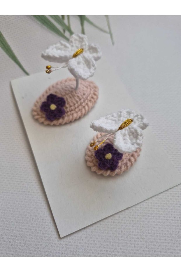 Knitted Buckle Set, Sister and Brother Buckle Set with Butterfly Figures, Handmade Baby and Child Buckle Set, 2-Piece Sister Buckle