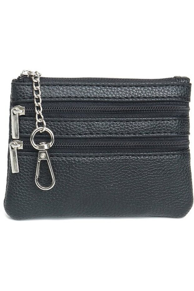Women's wallet chestnut brown with key ring.