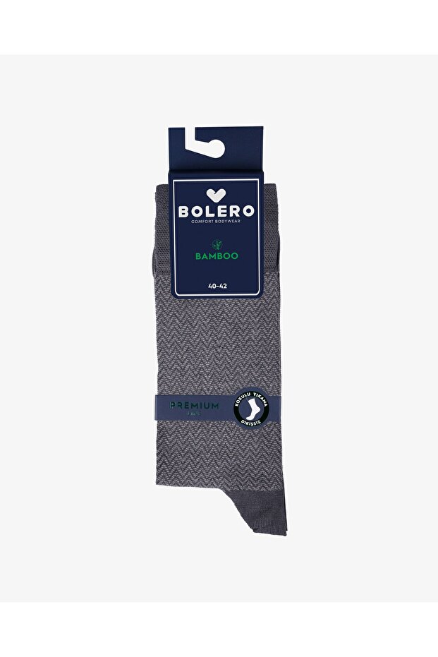 Men's Premium Seamless Summer Bamboo Herringbone Patterned Socks Smoked