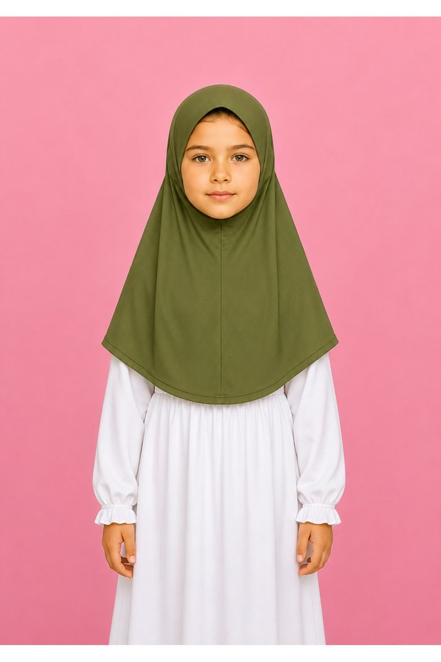 Girls’ Pink Khimar Hijab – Modest Islamic Head Covering for Girls, Full-Coverage Muslim Hijab