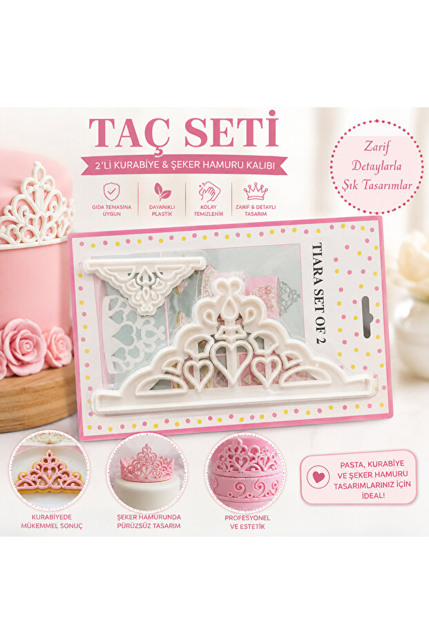 Princess Themed & Crown Themed 2-Piece Cookie and Fondant Mold – Cake Decorating Cutter Set