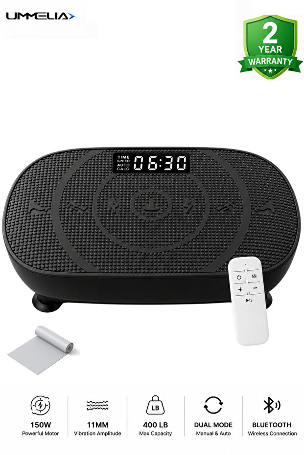 Dual Mode Vibration Plate Exercise Machine with Bluetooth Speaker|150W Motor|10-Speed Manual & Auto Mode| LED Display| Remote Control|200kgCapacity