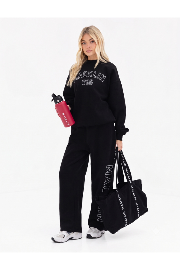 Unisex Men's Women's Macklın086 Printed Oversize 3 Thread Crew Neck Baggy Sweatpants Set