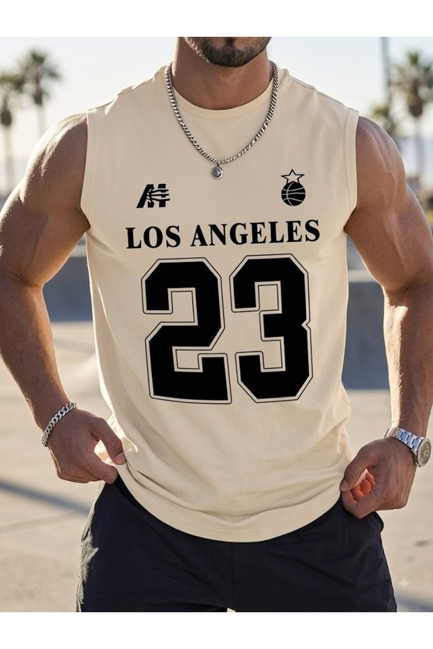 Men's Oversize Printed Athlete T-Shirt with Crew Neck, Relaxed Fit, Casual Sports Athlete T-Shirt