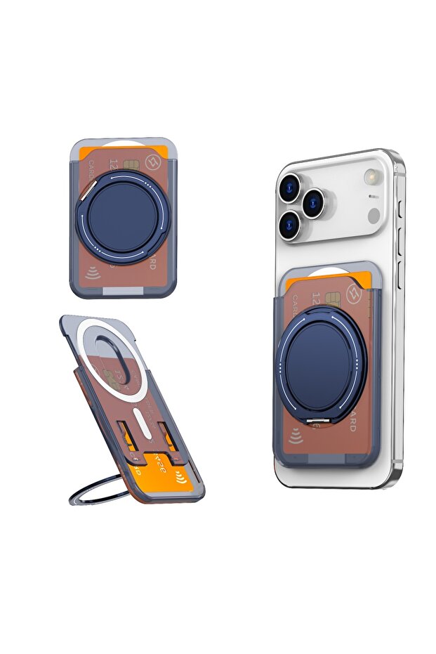 Blue Clear Magnetic For Magsafe Wallet Sold Card Holder Case For iPhone 17 Pro Max 16 15 Plus S25 U