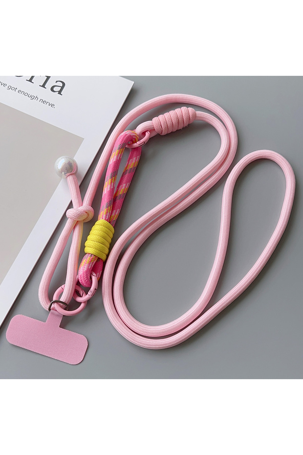 Polyester / Nylon Pink Simple Two-in-one Mobile Phone Lanyard, Crossbody Strap, DIY Wrist ZY Short R