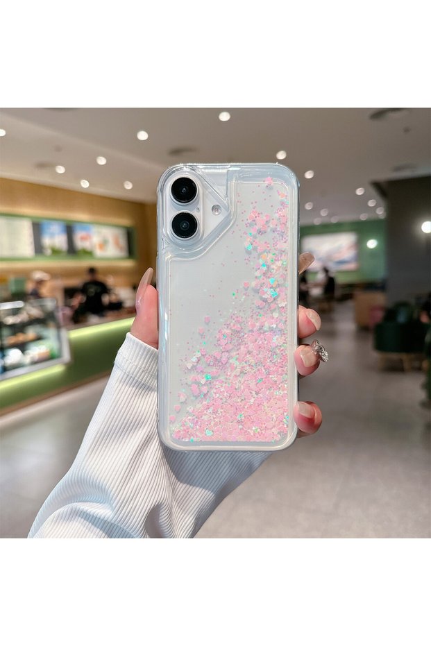 BSAX for iphone 16 Cute Heart Quicksand Glitter Soft TPU Phone Case Shockproof Clear Protective Cove