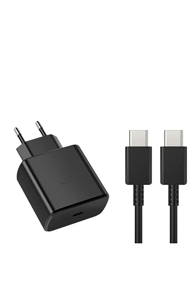 black EU 1set 2IN1 1m For 45W Super Fast Charger For S24 S20 S21 S22 S23 Ultra Plus A54 5G USB Typ