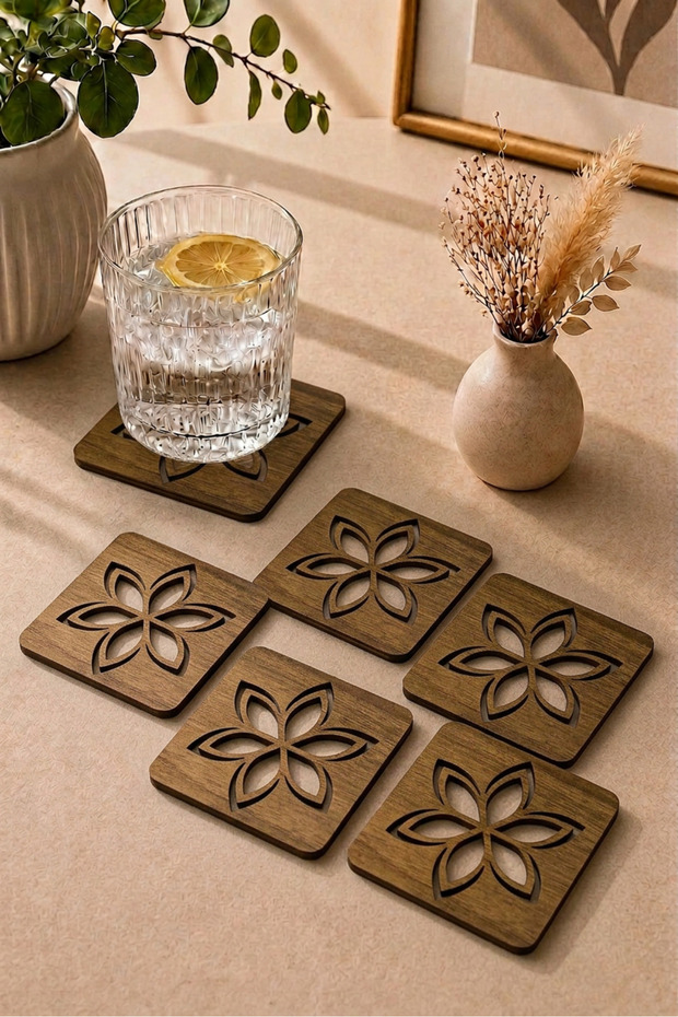 Flora Pattern, Set of 6 Decorative Coasters