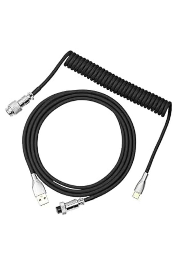 كابل USB C ملفوف مخصص احترافي للوحة مفاتيح الكمبيوتر، كابل لوحة مفاتيح ميكانيكية قابل للفصل