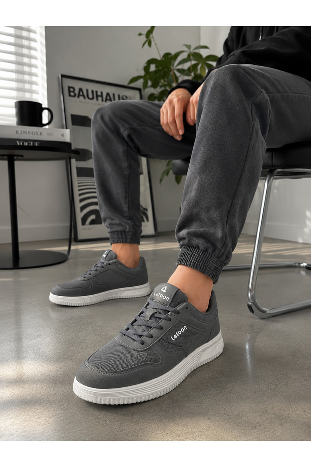 Men's Smoked Lace-Up Flat Sole Orthopedic Walking Shoes Sneakers