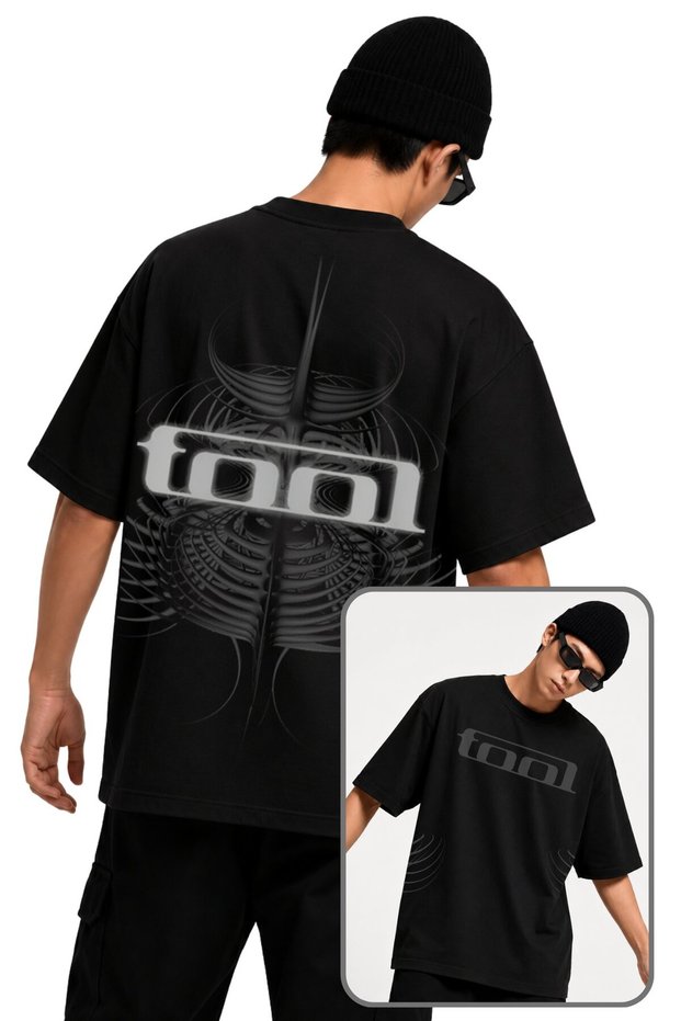 Unisex Oversize Rock Band Tool Back Printed T-Shirt