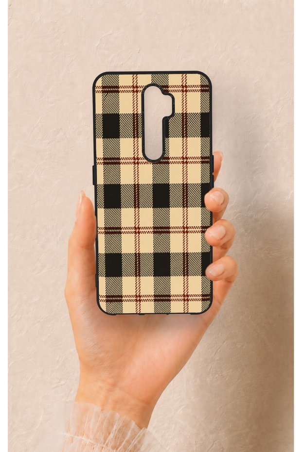 Oppo A5 2020 Compatible Cream Plaid Patterned Silicone Case