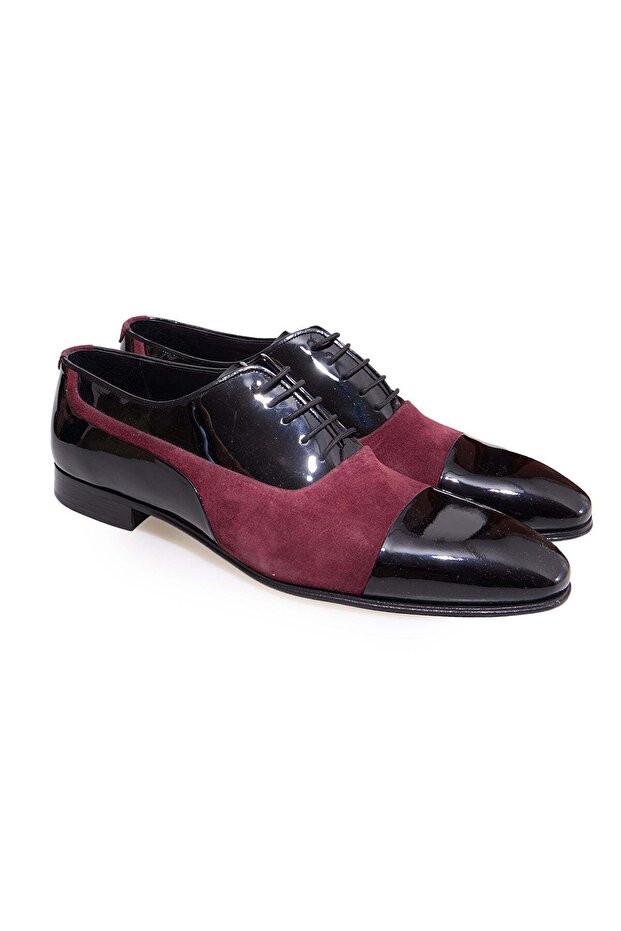 Black Color Lace-Up Genuine Leather Men's Shoes