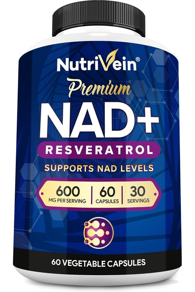Premium Nad + Resveratrol 600 Mg Aging Cognition Metabolism Overall Well-Being 60 Capsules