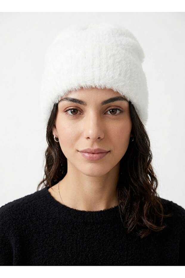 Folded Premium Women's Soft Beanie - Soft Textured Plush Winter Beanie