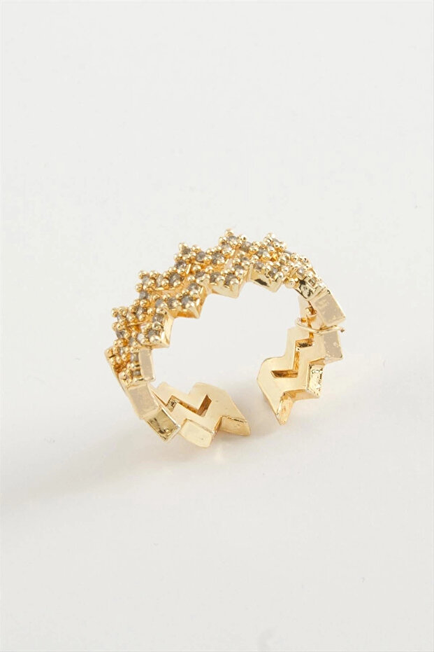 Zigzag Zircon Stone Ring