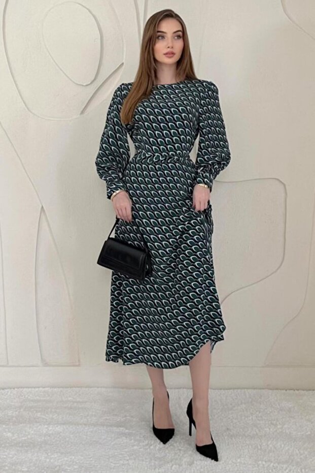 Green Flowy Patterned Dress