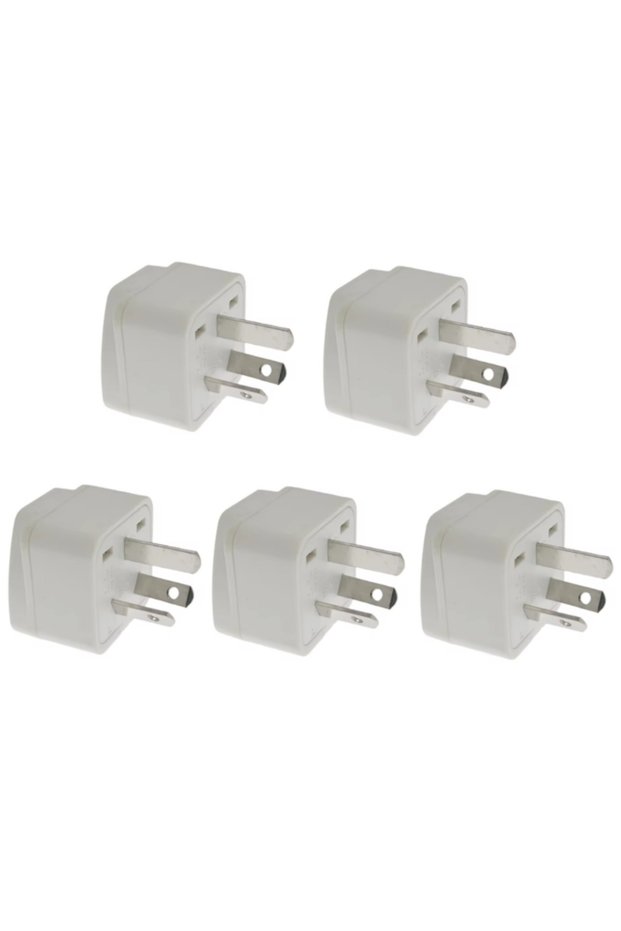white 5pcs Australian/China/New Zealand Travel Adapter, IEC Type I Plug US/EU/UK/Swiss/Italy/Japan