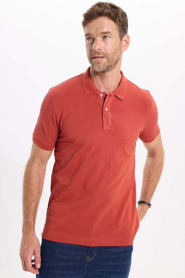 Men's Slim Fit Premium Series 100% Cotton Soft Textured Mercerized Tile Polo Collar T-Shirt