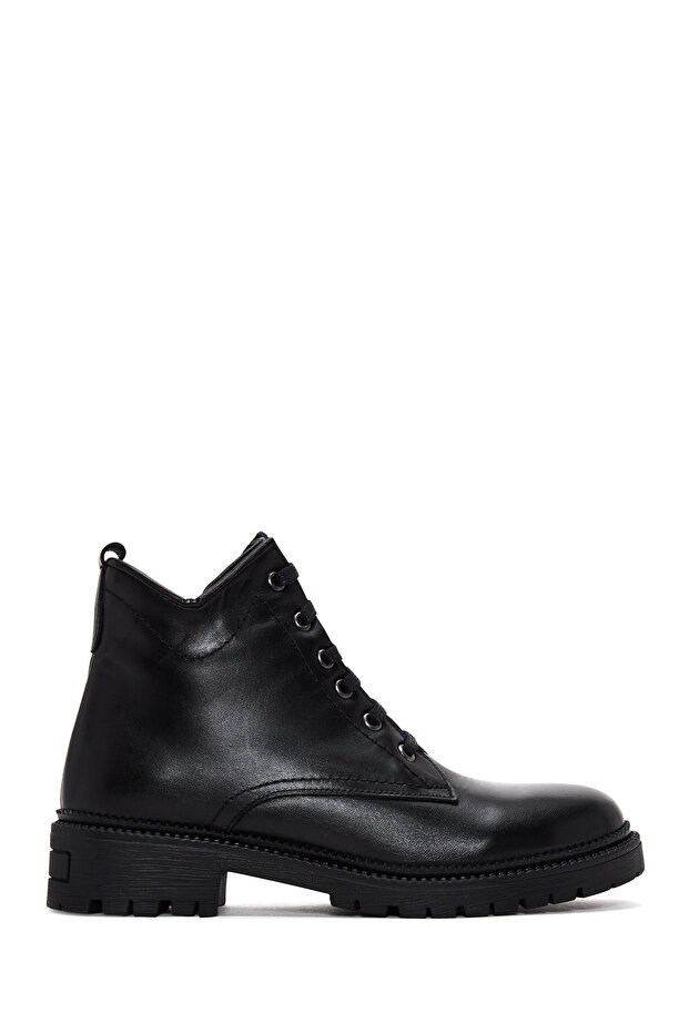 Women's Black Zippered Casual Leather Boots Wf410007Dv