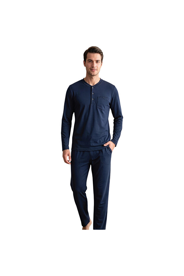Over Sleep 2402 Men's Winter Single Jersey Pajama Set