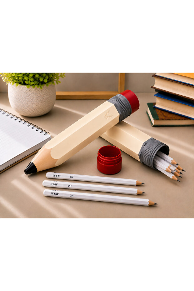 Giant Pencil-Shaped Pencil Case – 32X6 cm Decorative 3D Printing Pen Holder and Pencil Storage Box Eraser Red