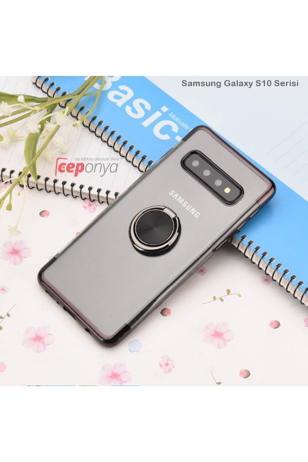 Galaxy S10E Colorful Transparent Gess Case with Ring Stand Corners