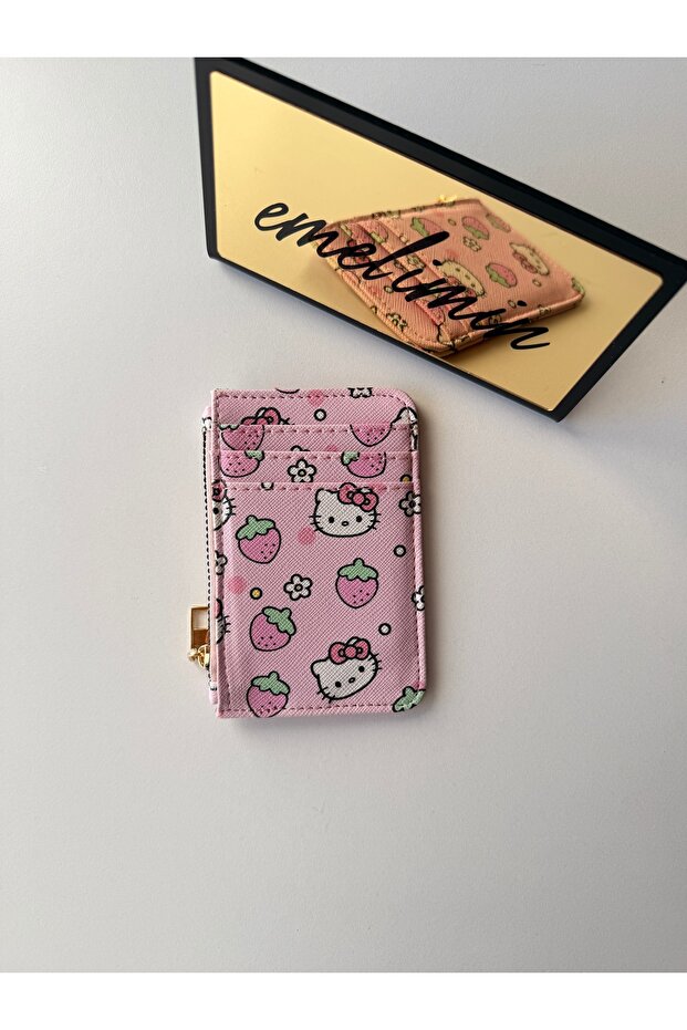 Women's Cat Zippered Card Holder Patterned Mini Wallet with Multiple Compartments