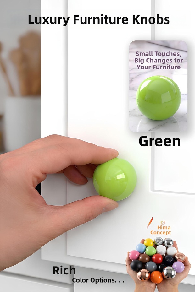 Hard Plastic Button Round Ball Green Cabinet Furniture Kitchen Cupboard Drawer Handle Knob Handles